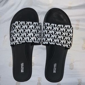 Glitter Glam Rhinestone Beauty!! Make any day Sparkle Michael Kors slides.